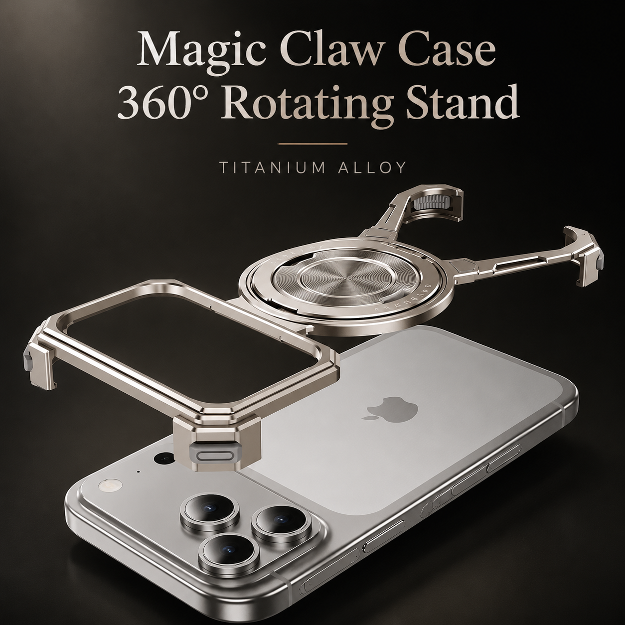 Premium iPhone Case MagSafe Compatible Aluminum Frame Protective Cover 360 Rotating Stand Ring Shockproof Magnetic Kickstand Slim Minimal Design
