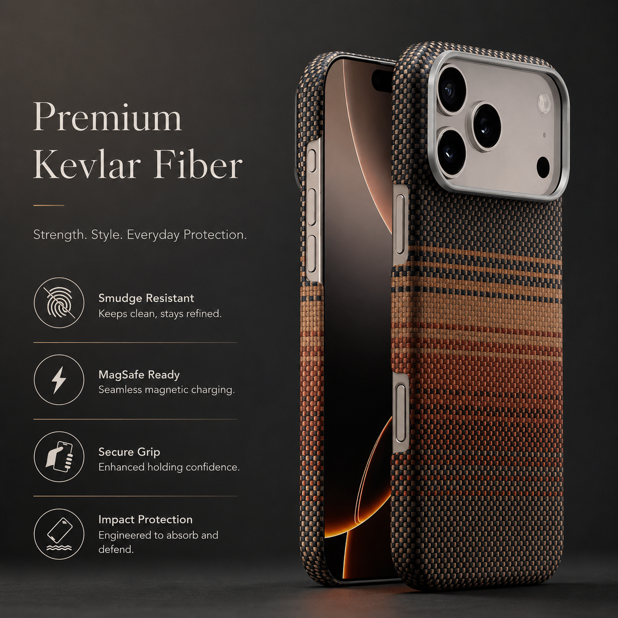 Premium iPhone Case MagSafe Compatible Aramid Carbon Fiber Protective Cover Ultra Thin Lightweight Shockproof Anti Scratch Full Coverage