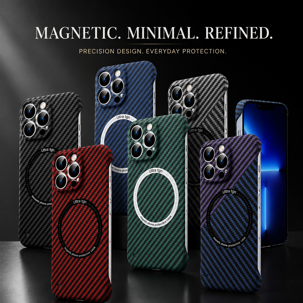 Premium iPhone Case MagSafe Compatible Carbon Fiber Magnetic Protective Cover Shockproof Slim Lightweight Camera Protection Anti Scratch Design