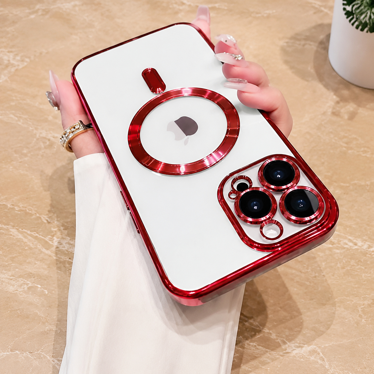 Premium iPhone Case MagSafe Compatible Clear Protective Cover Magnetic Wireless Charging Camera Lens Protection Anti Fingerprint Scratch Resistant Full Coverage