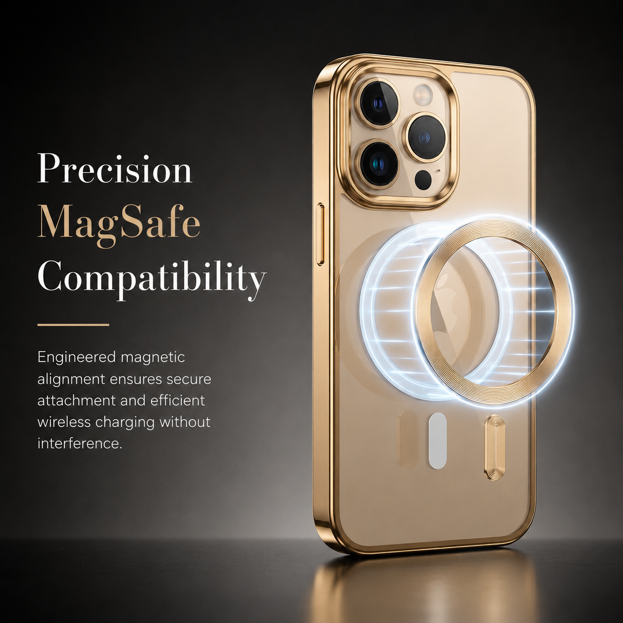 Premium iPhone Case MagSafe Compatible Clear TPU Cover Desert Gold Finish Shockproof Protective Case Camera Lens Protection Wireless Charging Slim Design