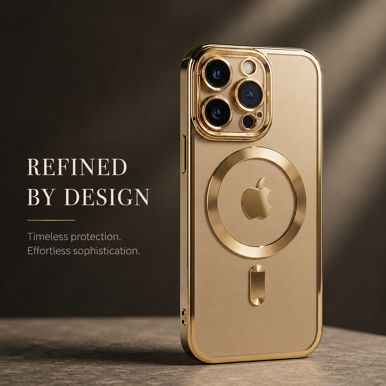 Premium iPhone Case MagSafe Compatible Clear TPU Cover Desert Gold Finish Shockproof Protective Case Camera Lens Protection Wireless Charging Slim Design