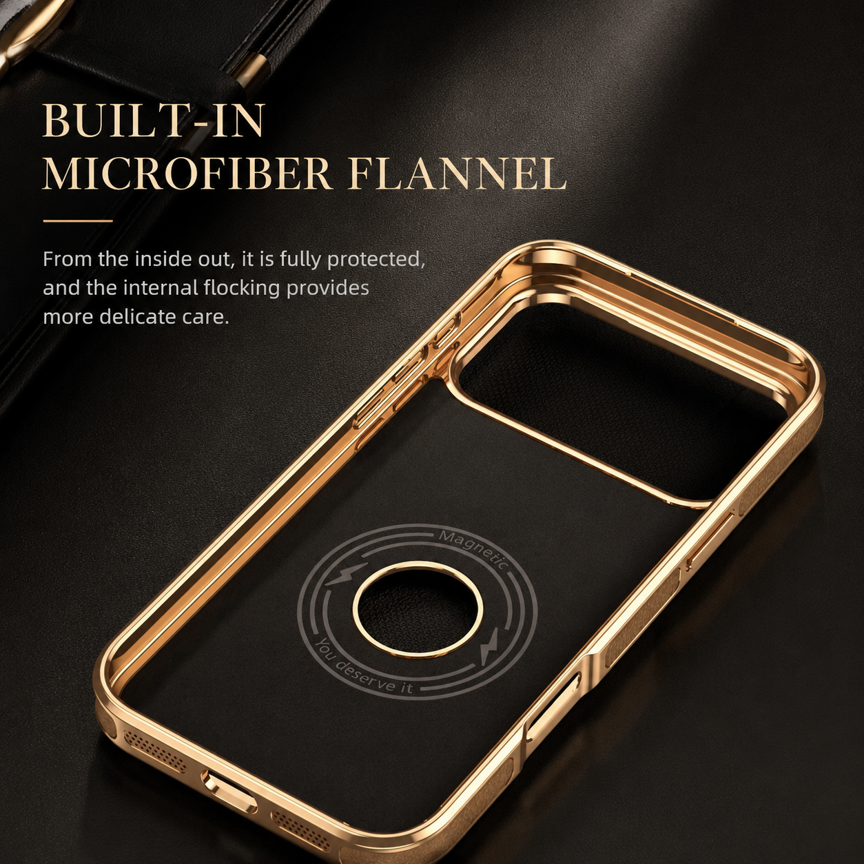 Premium iPhone Case MagSafe Compatible Cowhide Leather Cover with Lychee Texture Slim Protective Design Anti Fingerprint Non Slip Grip Durable Finish
