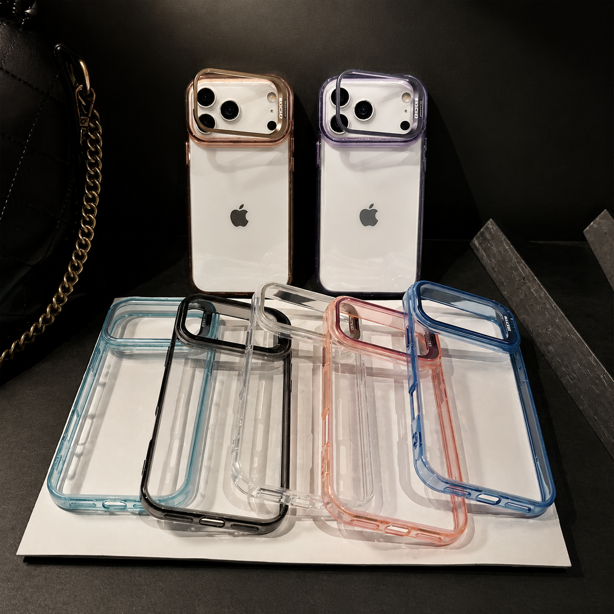 Premium iPhone Case MagSafe Compatible Crystal Clear PC Bumper with Camera Lens Stand Shockproof TPU Protective Cover Anti Scratch Slim Design
