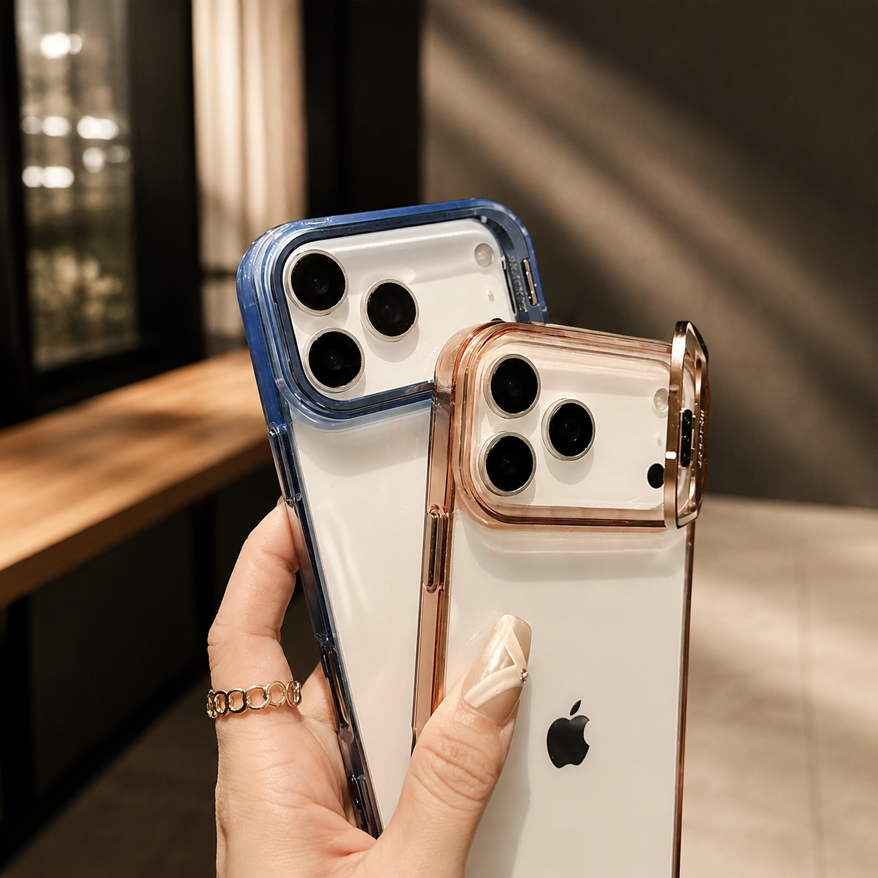 Premium iPhone Case MagSafe Compatible Crystal Clear PC Bumper with Camera Lens Stand Shockproof TPU Protective Cover Anti Scratch Slim Design