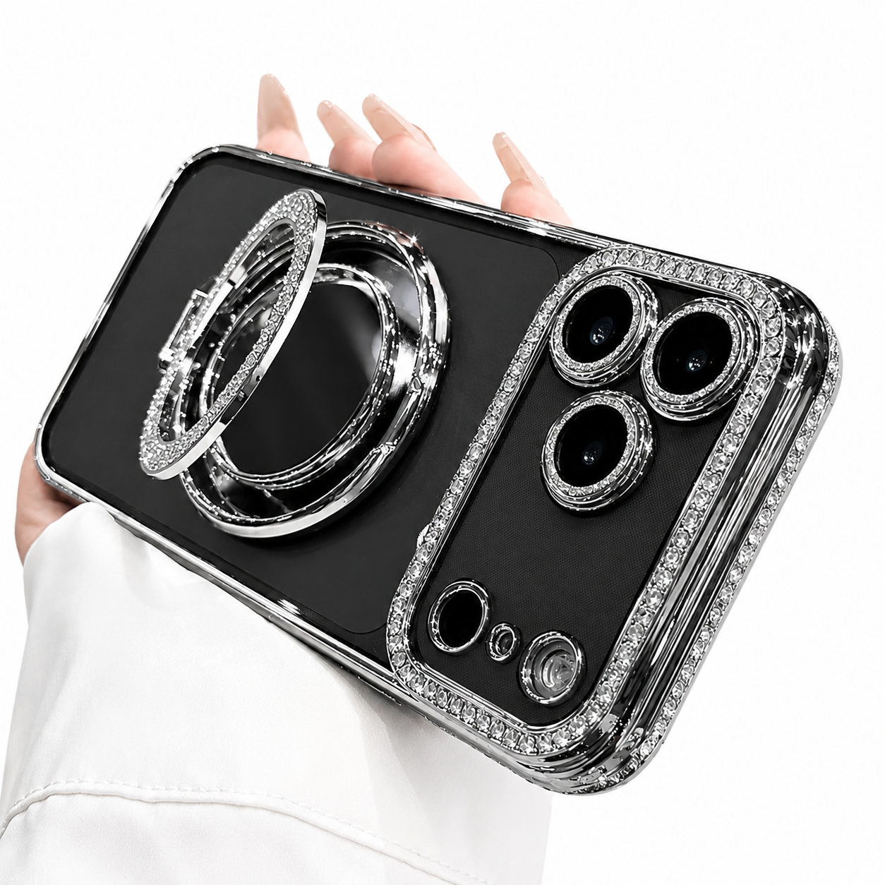 Premium iPhone Case MagSafe Compatible Diamond Mirror Glitter Protective Cover Transparent Shockproof Camera Protection Anti Scratch Slim Design