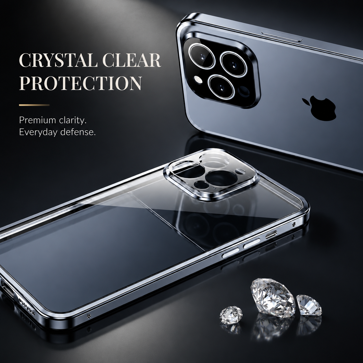Premium iPhone Case MagSafe Compatible Double-Sided Tempered Glass Protective Cover Magnetic Metal Frame Full Body Shockproof Clear Protection Design