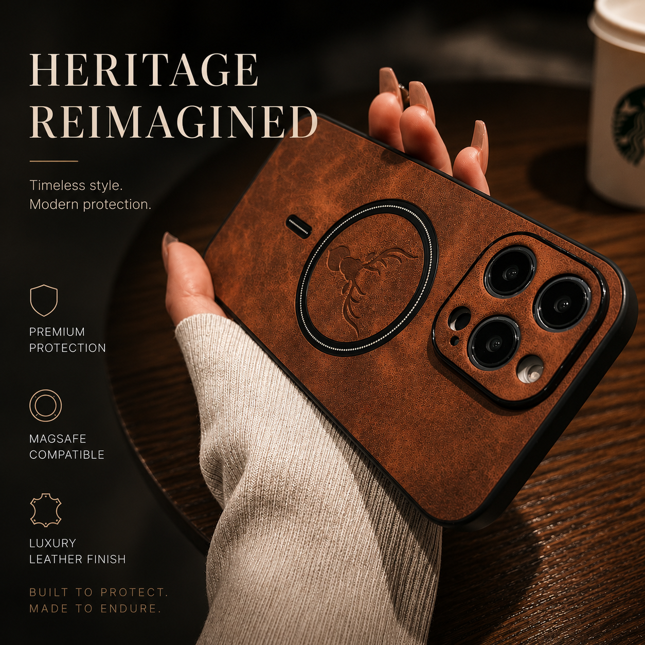 Premium iPhone Case MagSafe Compatible Genuine Deer Leather Protective Cover Shockproof Slim Anti Scratch Camera Protection Luxury Lightweight Design
