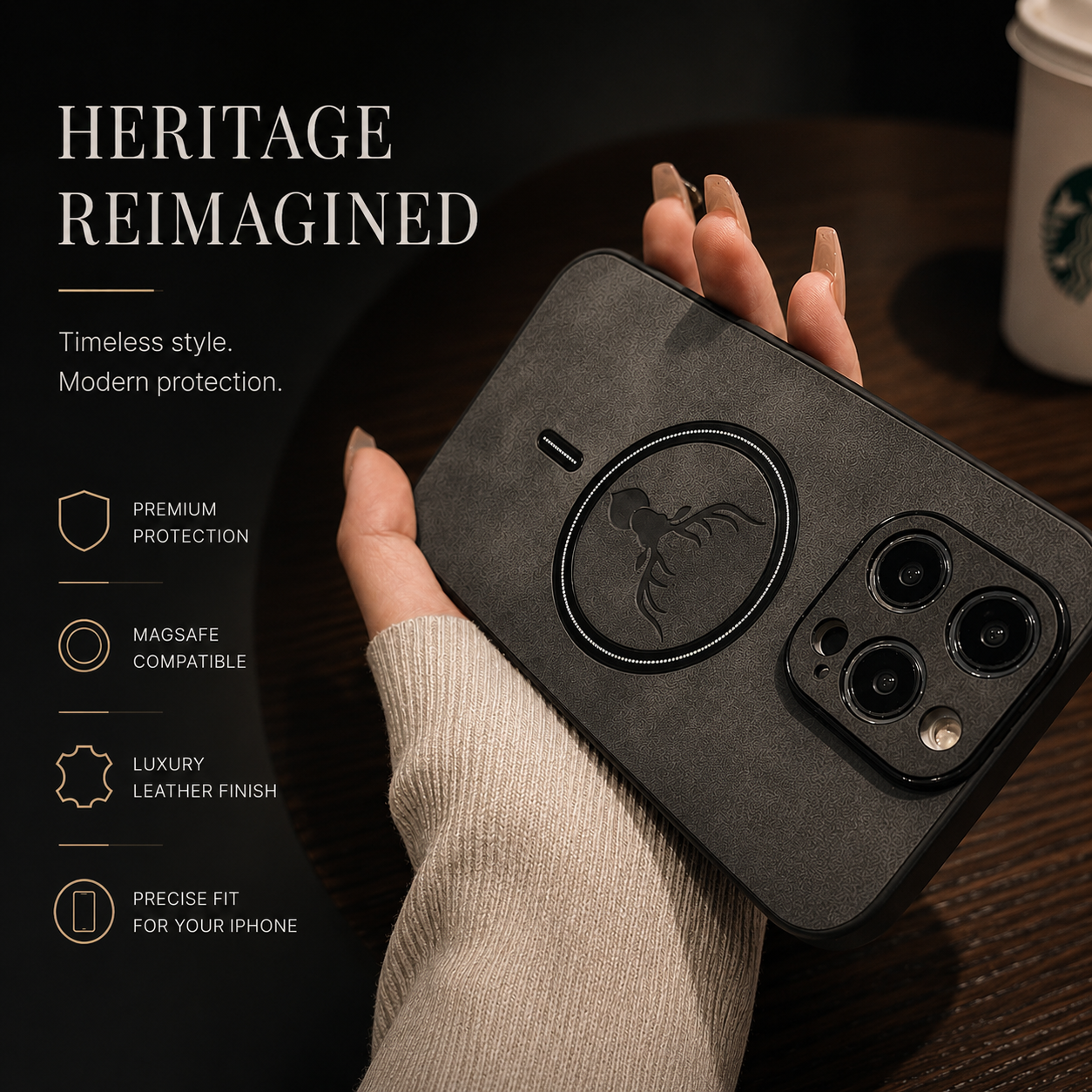Premium iPhone Case MagSafe Compatible Genuine Deer Leather Protective Cover Shockproof Slim Anti Scratch Camera Protection Luxury Lightweight Design