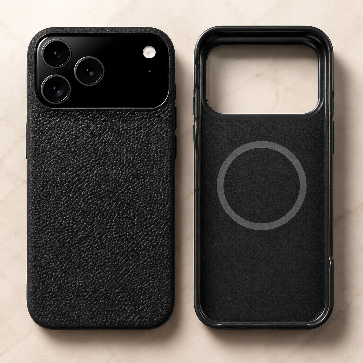 Premium iPhone Case MagSafe Compatible Genuine Leather Protective Cover Magnetic Camera Lens Protection Anti Scratch Slim Full Coverage