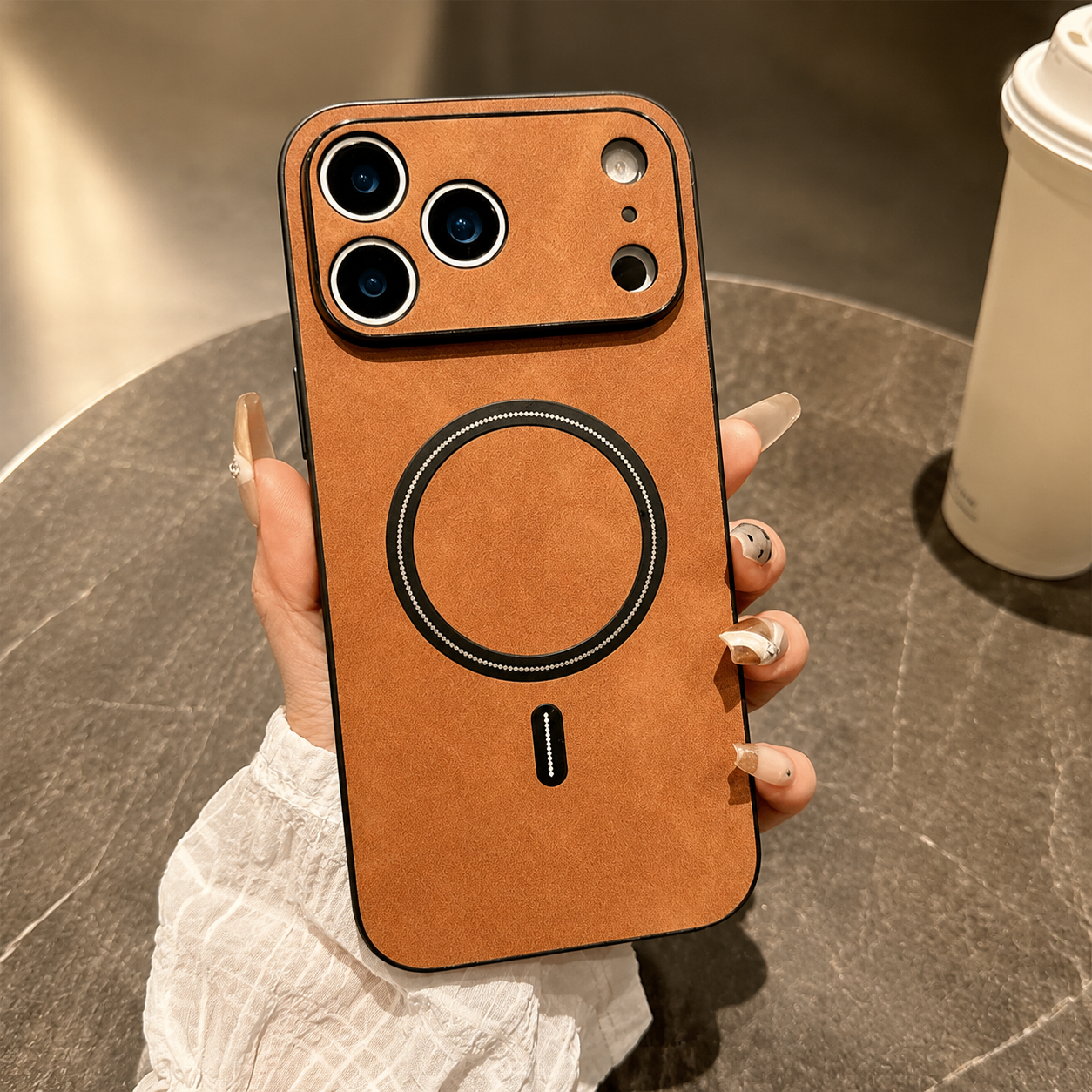 Premium iPhone Case MagSafe Compatible Leather Shockproof Protective Cover Magnetic Wireless Charging Slim Full Coverage Camera Lens Protection Anti Scratch