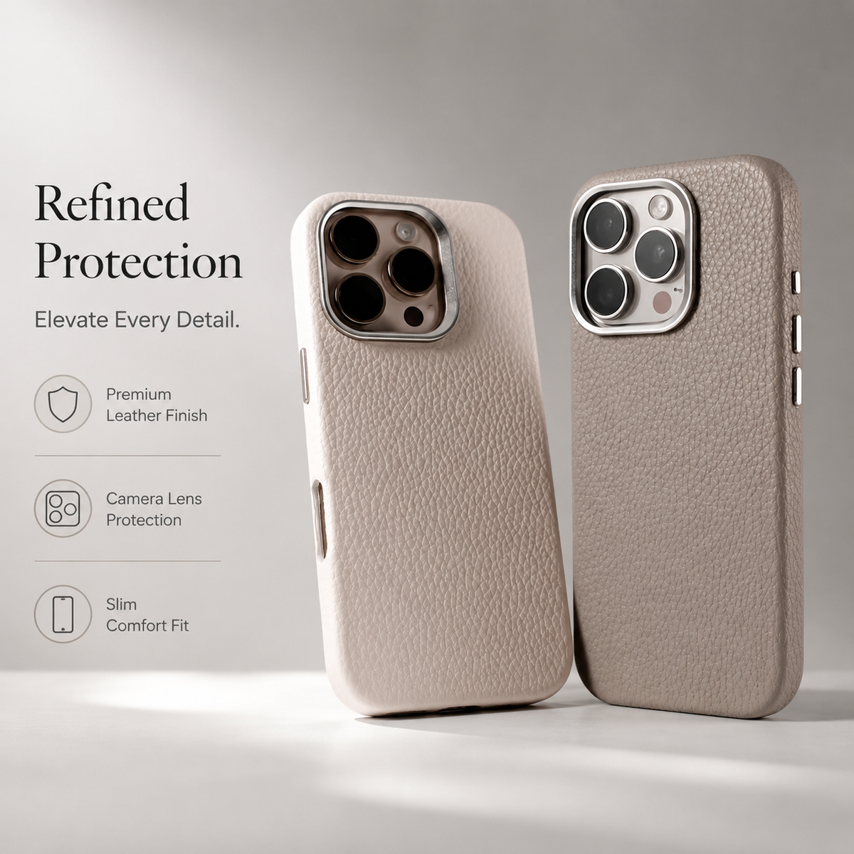 Premium iPhone Case MagSafe Compatible Luxury Lychee Leather Protective Cover Magnetic Shockproof Alloy Lens Protection Anti Scratch Full Coverage