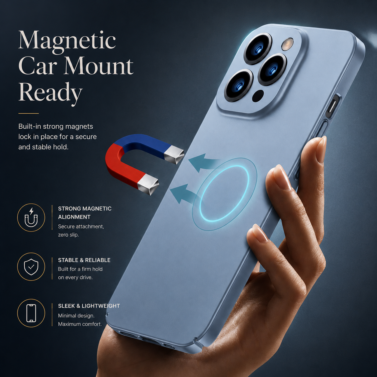 Premium iPhone Case MagSafe Compatible Magnetic Car Mount Protective Cover Ultra Thin Shockproof Matte Anti Scratch Camera Protection Lightweight Design
