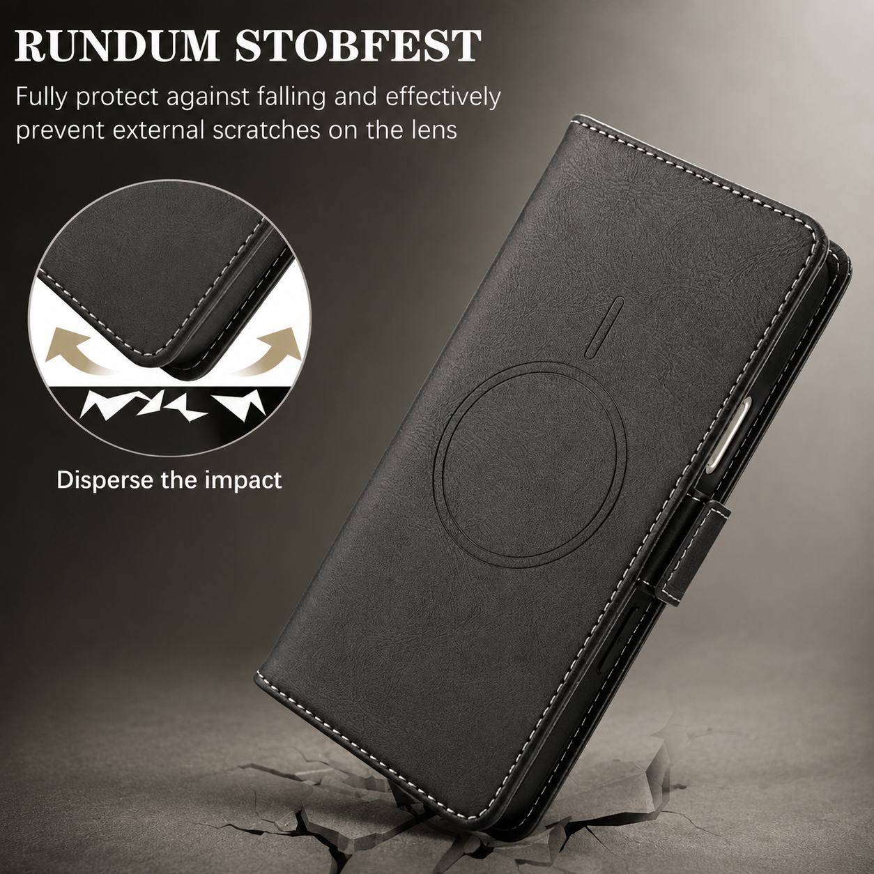 Premium iPhone Case MagSafe Compatible Magnetic Leather Wallet Cover Card Holder Camera Lens Protection Shockproof Matte Anti Scratch Full Coverage
