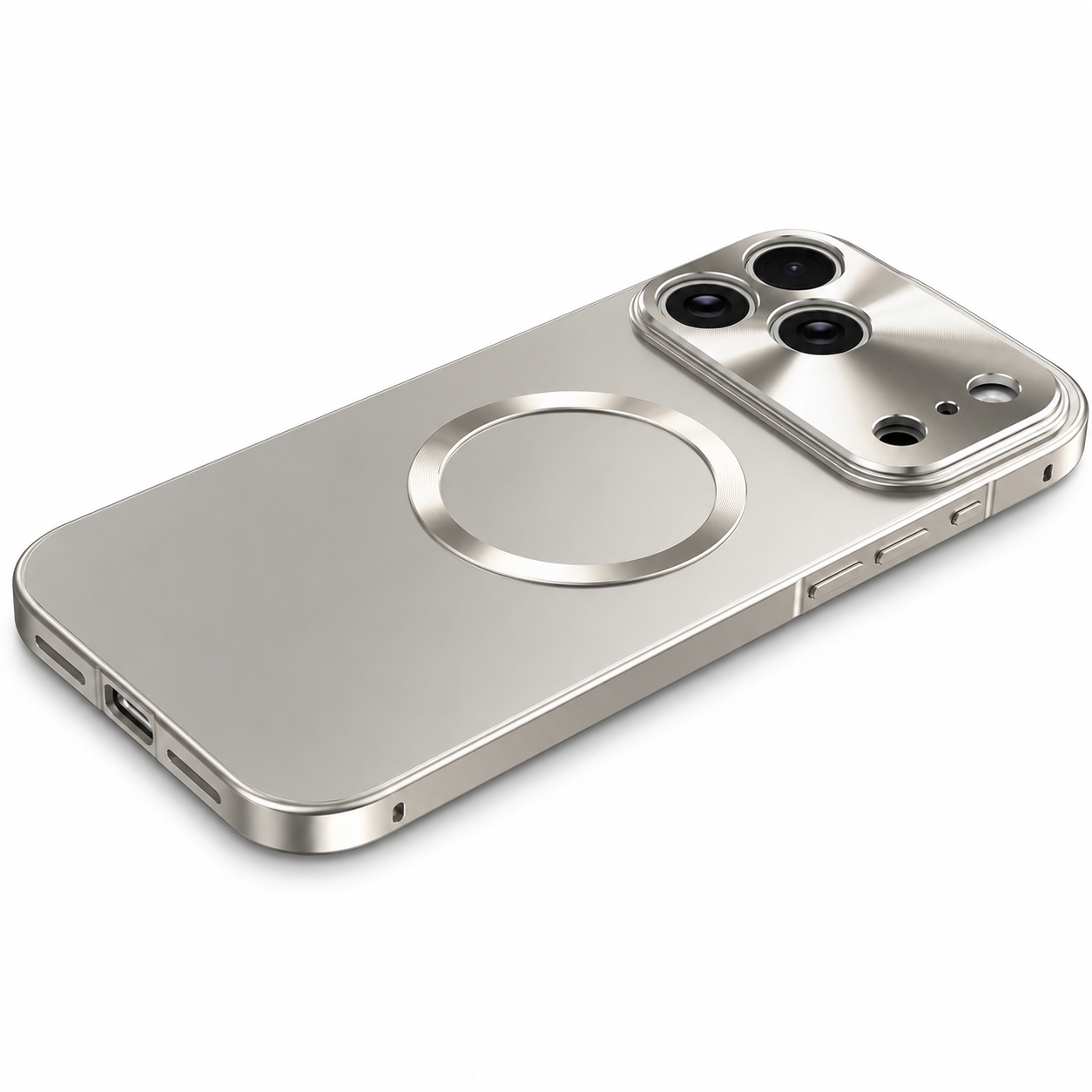 Premium iPhone Case MagSafe Compatible Magnetic Shockproof Protective Cover Camera Lens Protection Ultra Thin Aluminum Frame Frosted Matte Back Full Coverage