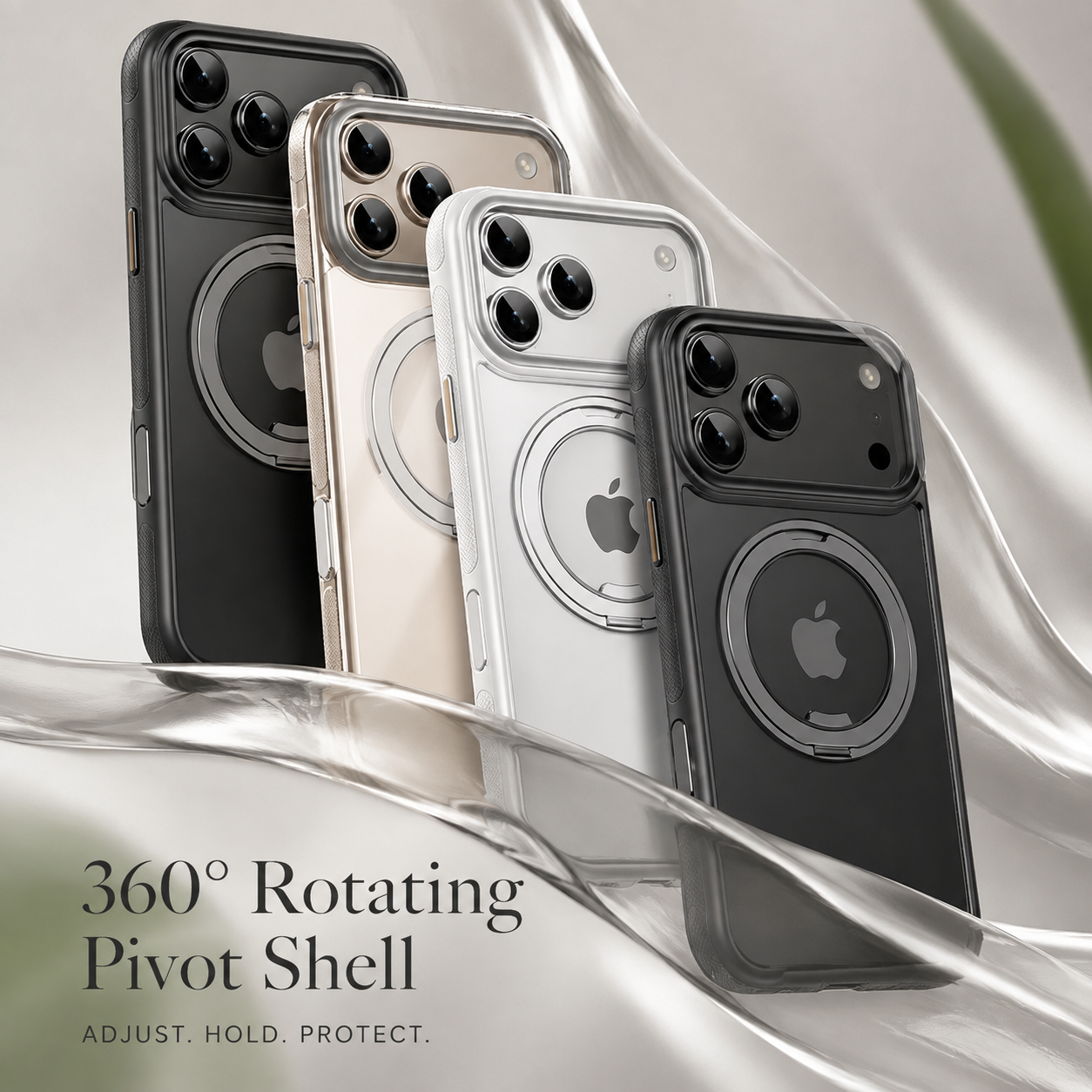 Premium iPhone Case MagSafe Compatible Mechanical Rotating Stand Shockproof Protective Cover Metal PC TPU Camera Lens Protection Full Coverage