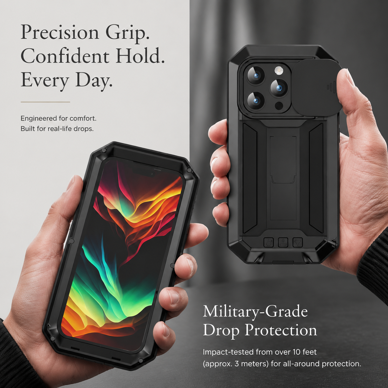 Premium iPhone Case MagSafe Compatible Military Metal Armor Full Body Protective Cover Shockproof Slide Camera Protection Built-In Screen Protector Rugged Design