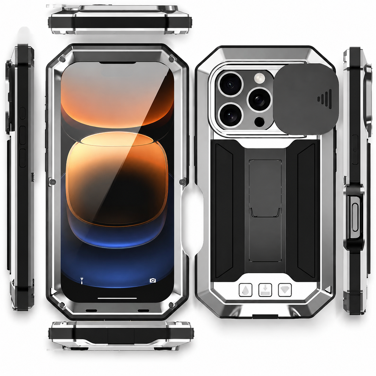 Premium iPhone Case MagSafe Compatible Military Metal Armor Full Body Protective Cover Shockproof Slide Camera Protection Built-In Screen Protector Rugged Design