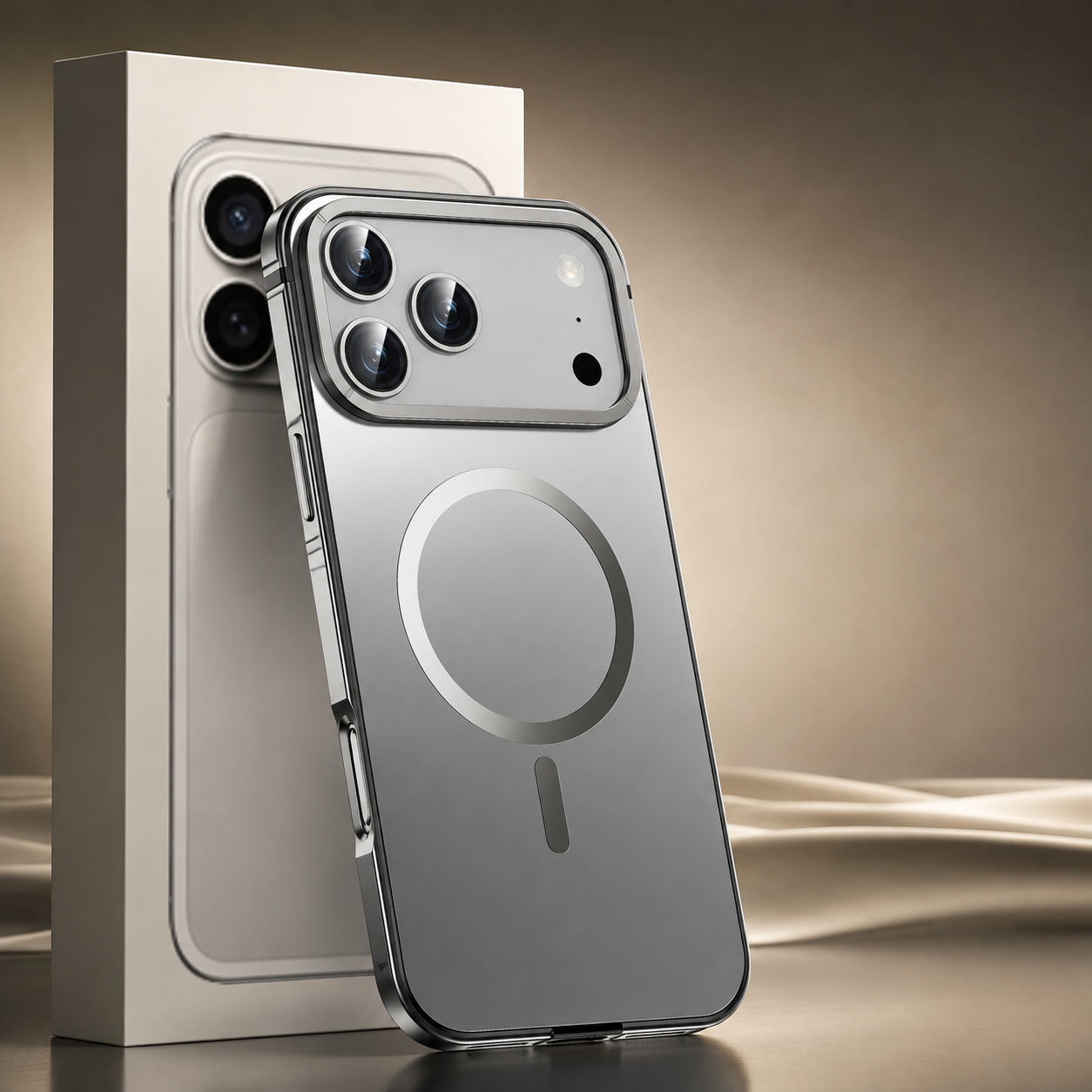 Premium iPhone Case MagSafe Compatible Orange Aluminum Alloy Cover Magnetic Glass Camera Protection Shockproof Matte Anti Scratch Lightweight Design