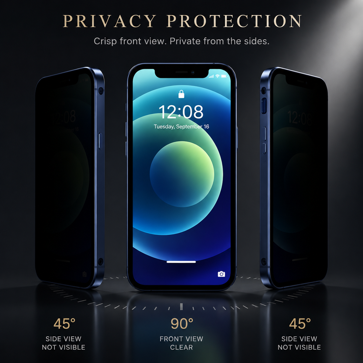 Premium iPhone Case MagSafe Compatible Privacy Tempered Glass Metal Frame Cover Shockproof Full Coverage Anti Scratch Non Slip Protective Slim Design