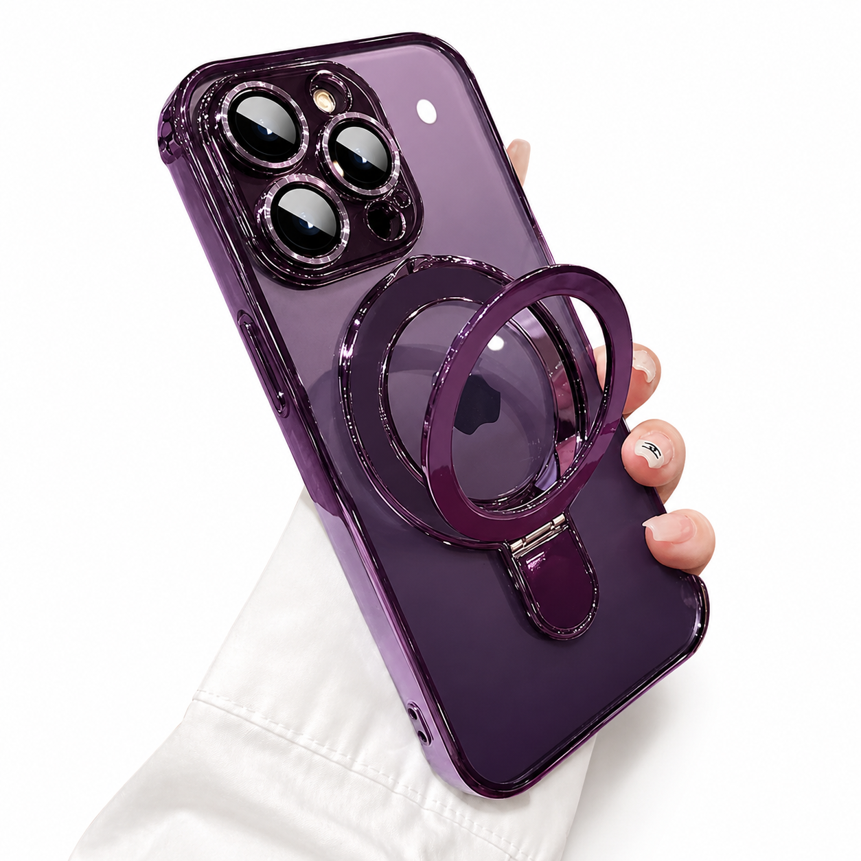 Premium iPhone Case MagSafe Compatible Protective Cover Camera Lens Protection Clear Acrylic Magnetic Stand Shockproof Anti Fingerprint Full Coverage