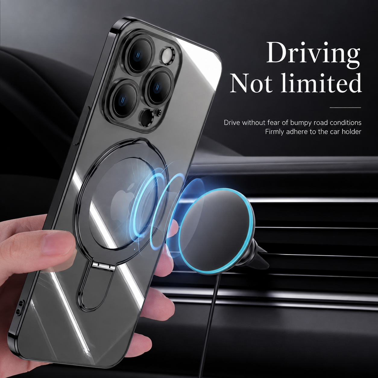 Premium iPhone Case MagSafe Compatible Protective Cover Camera Lens Protection Clear Acrylic Magnetic Stand Shockproof Anti Fingerprint Full Coverage