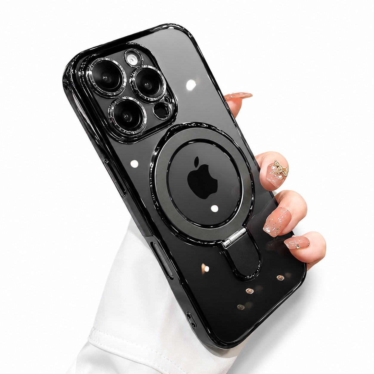 Premium iPhone Case MagSafe Compatible Protective Cover Camera Lens Protection Clear Acrylic Magnetic Stand Shockproof Anti Fingerprint Full Coverage