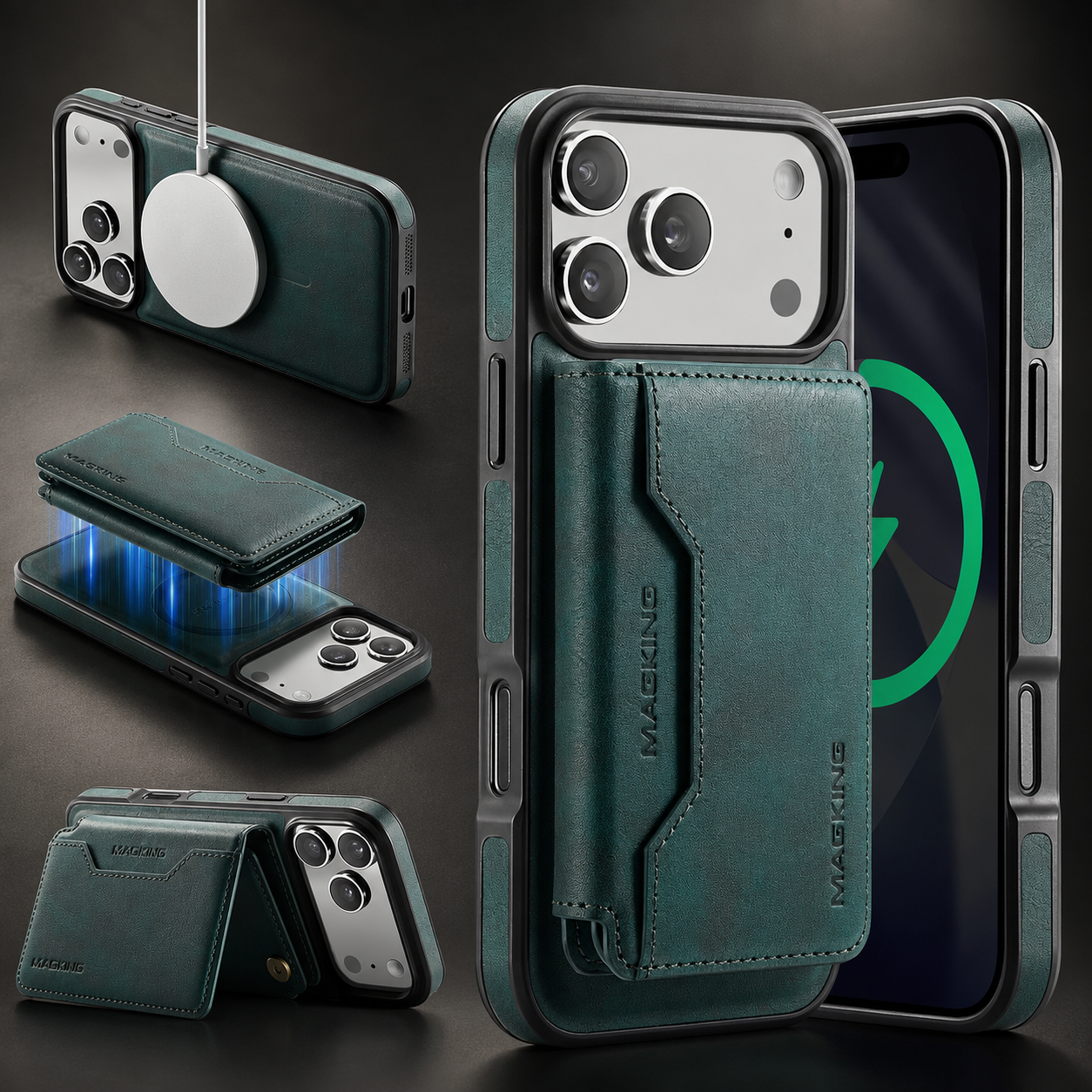 Premium iPhone Case MagSafe Compatible Protective Cover Camera Lens Protection Shockproof Detachable Magnetic PU Leather Wallet Card Holder Anti Scratch Full Coverage