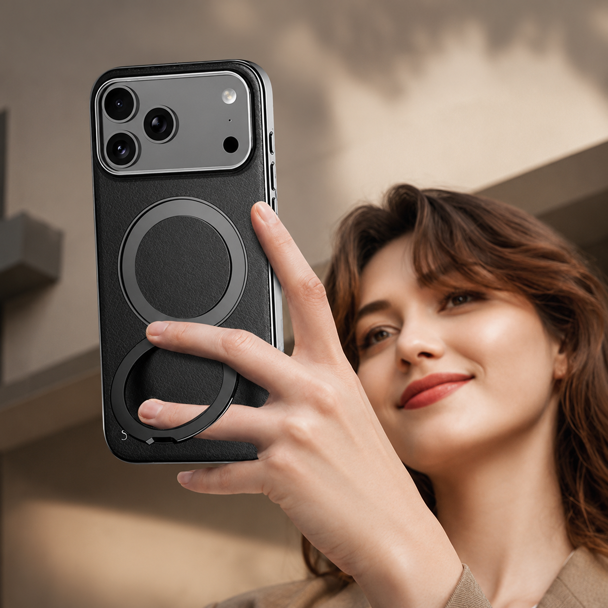 Premium iPhone Case MagSafe Compatible Protective Cover Camera Lens Protection Shockproof Genuine Cowhide Leather Magnetic Ring Holder Anti Scratch Full Coverage