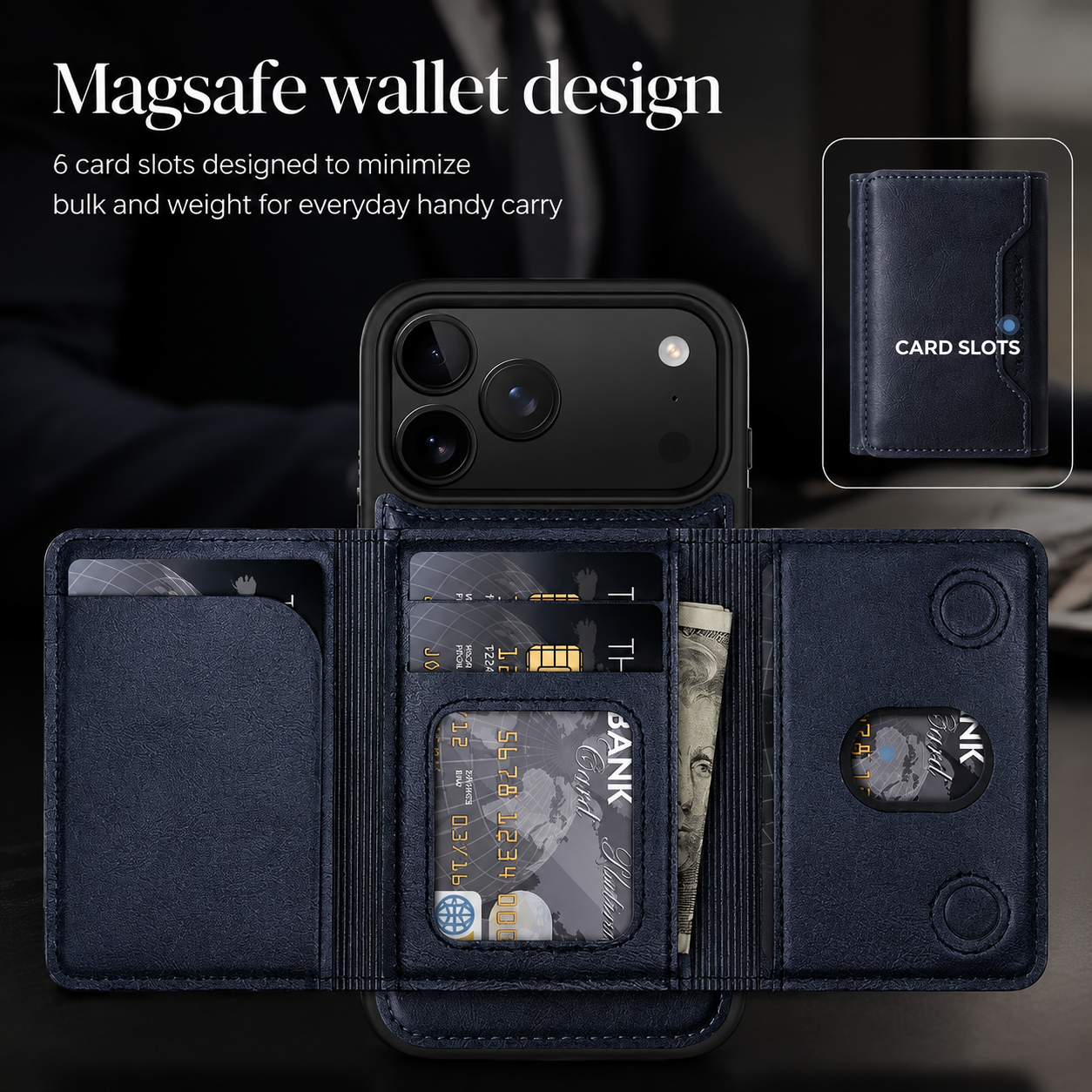 Premium iPhone Case MagSafe Compatible Protective Cover Camera Lens Protection Shockproof PU Leather Wallet Card Holder Magnetic Anti Scratch Full Coverage