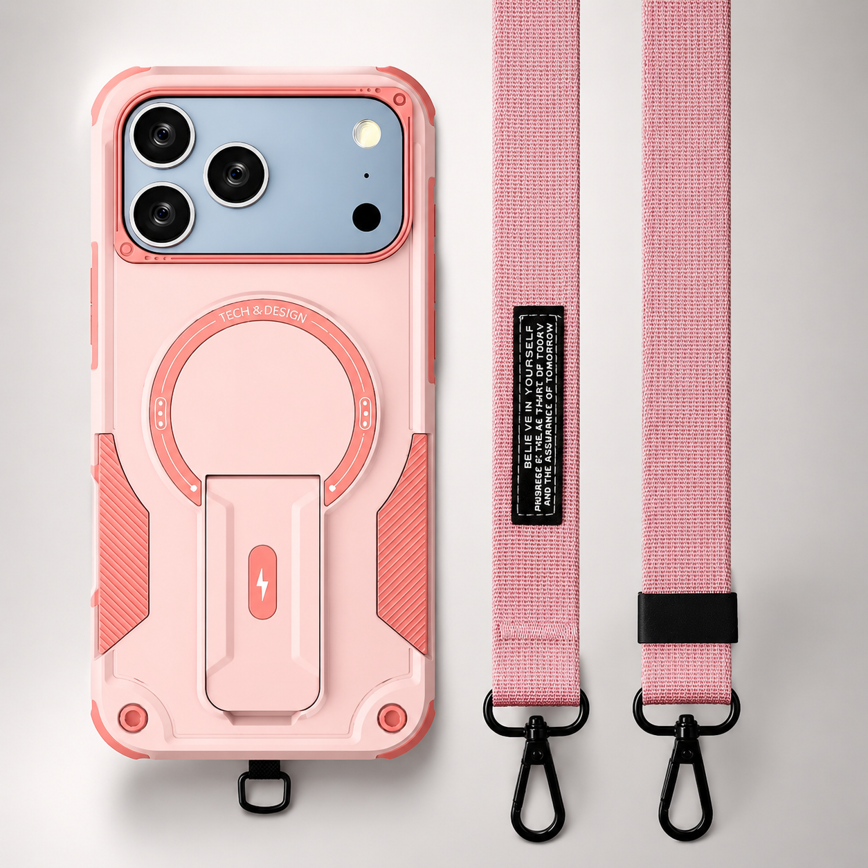 Premium iPhone Case MagSafe Compatible Protective Cover Camera Lens Protection Shockproof Rugged PC TPU Armor Magnetic Kickstand Lanyard Support Full Coverage