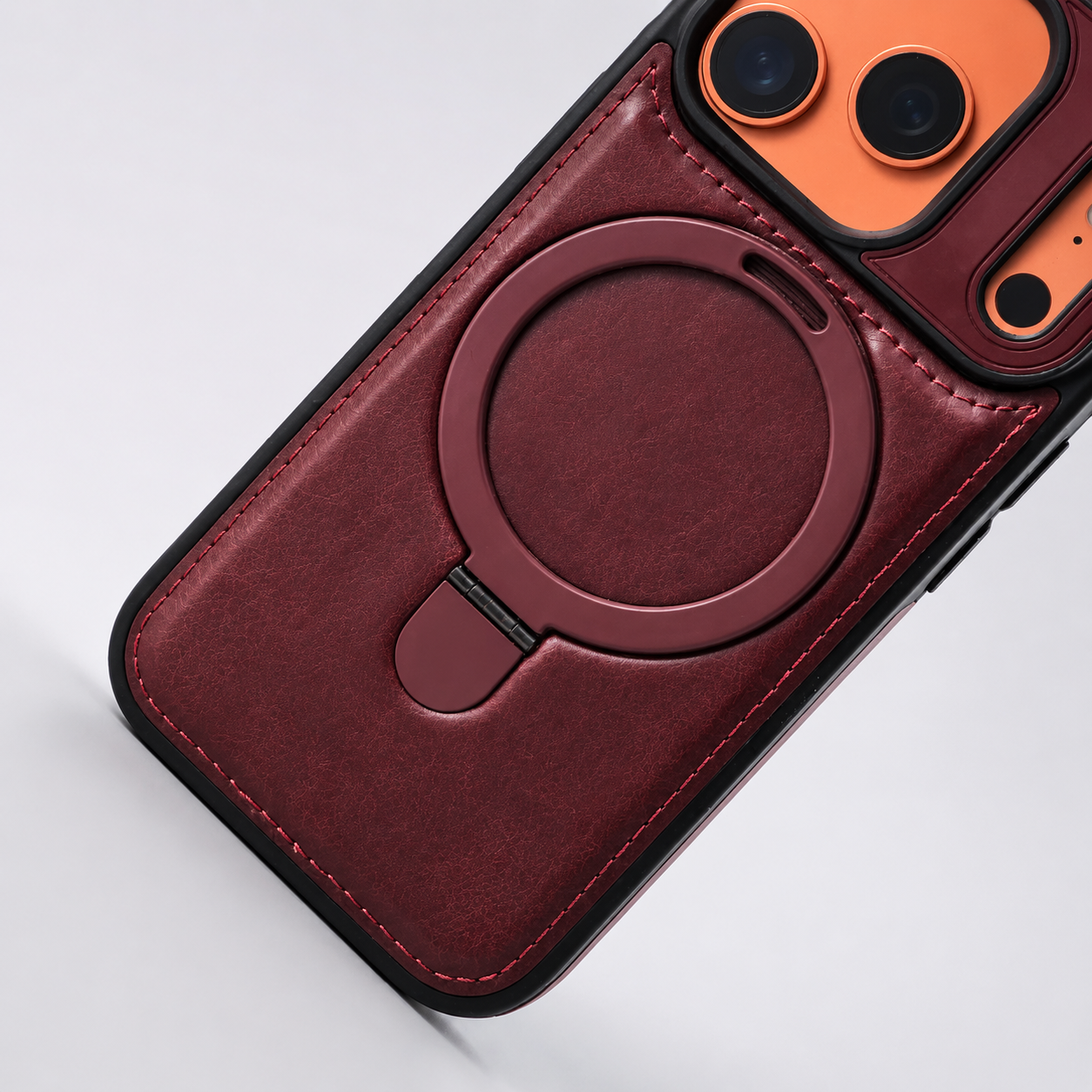 Premium iPhone Case MagSafe Compatible Retro Leather Cover Invisible Bracket Stand Shockproof Anti Scratch Slim Business Design Protective Finish