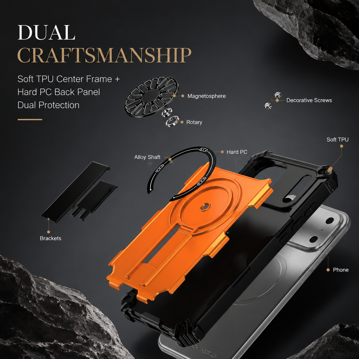Premium iPhone Case MagSafe Compatible Rugged Armor Cover PC TPU Shockproof Magnetic Bracket Stand Wireless Charging Anti Scratch Matte Non Slip