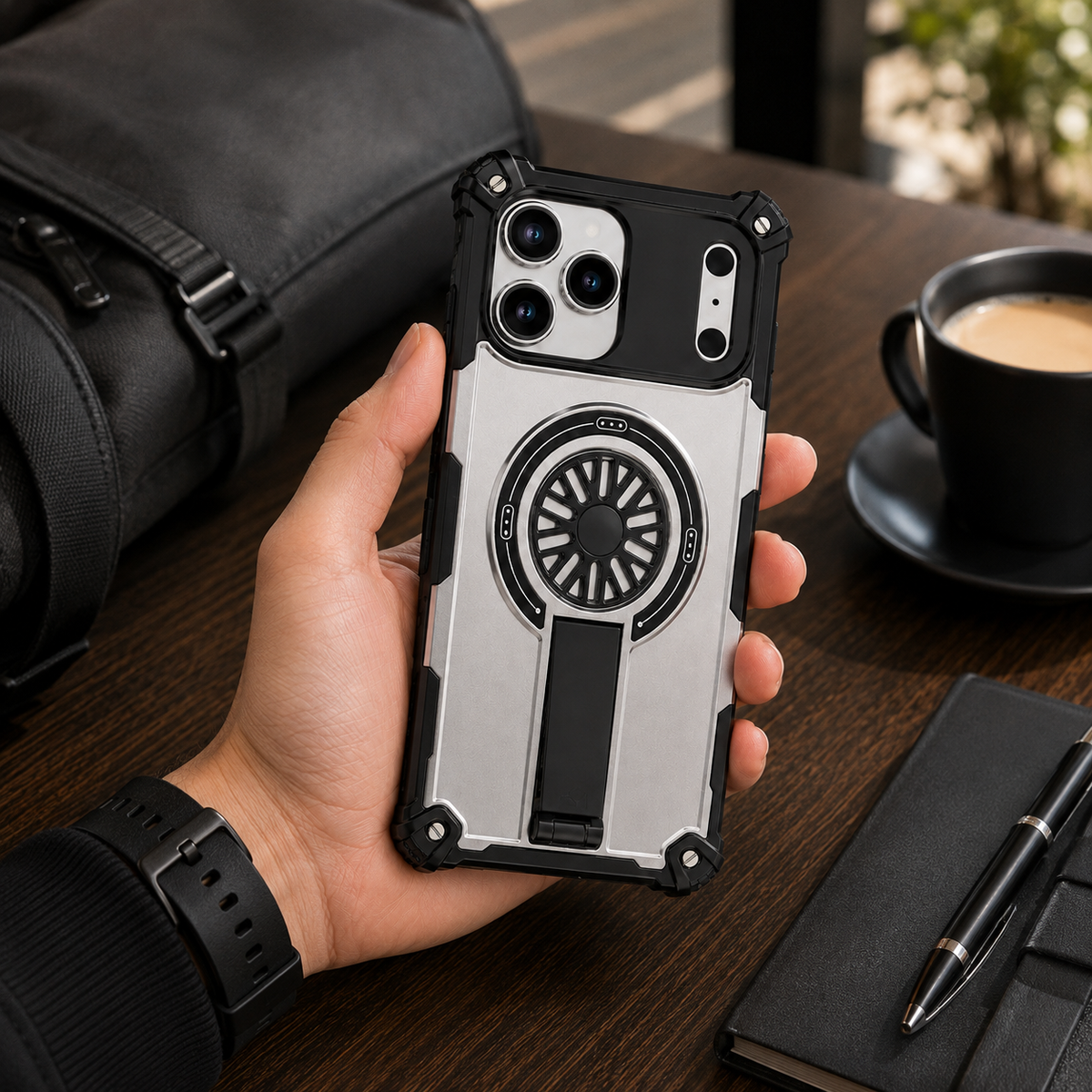Premium iPhone Case MagSafe Compatible Rugged Armor Cover PC TPU Shockproof Magnetic Bracket Stand Wireless Charging Anti Scratch Matte Non Slip