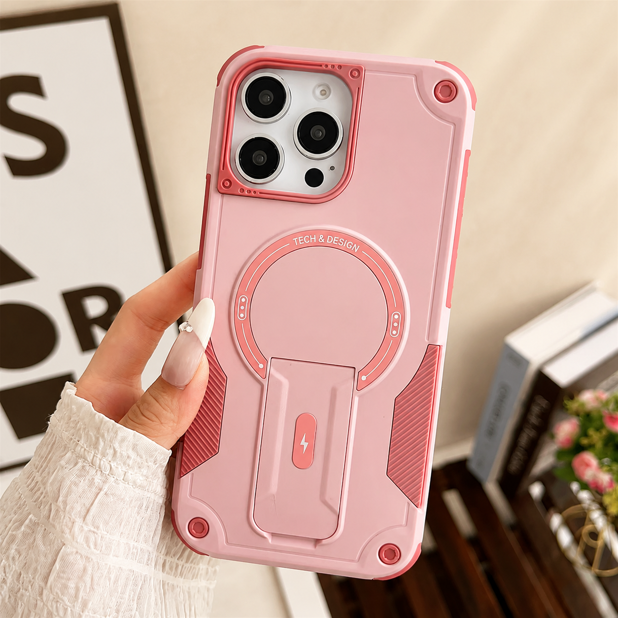 Premium iPhone Case MagSafe Compatible Rugged Shockproof Protective Cover Kickstand Adjustable Lanyard Strap Dual Layer Camera Lens Protection Full Coverag