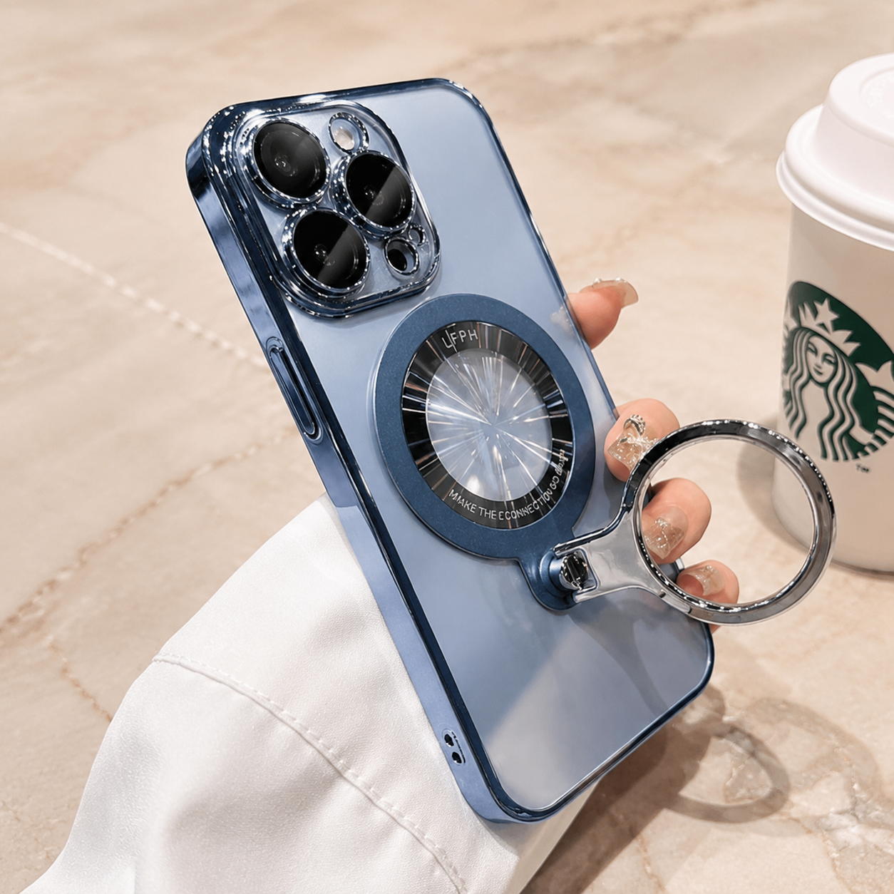 Premium iPhone Case MagSafe Compatible Transparent Acrylic Cover Ring Holder Stand Shockproof Protective Case Magnetic Wireless Charging Slim Design