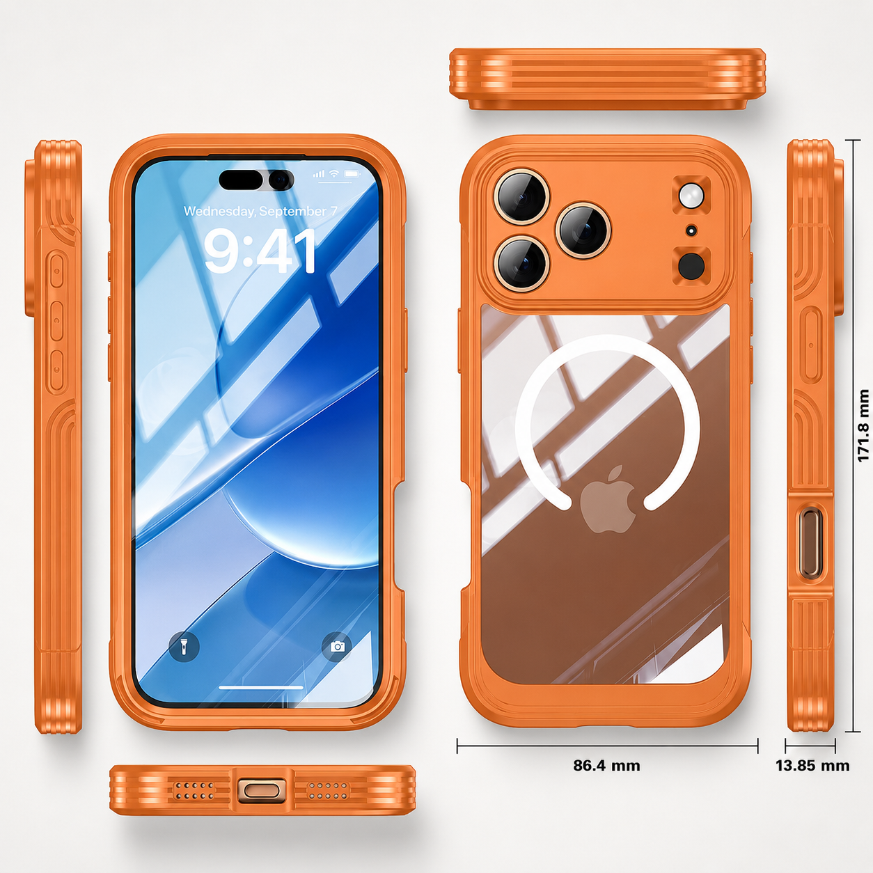 Premium iPhone Case MagSafe Compatible Transparent Full Coverage TPU Cover Shockproof Double Sided Magnetic Protection Anti Scratch Slim Design