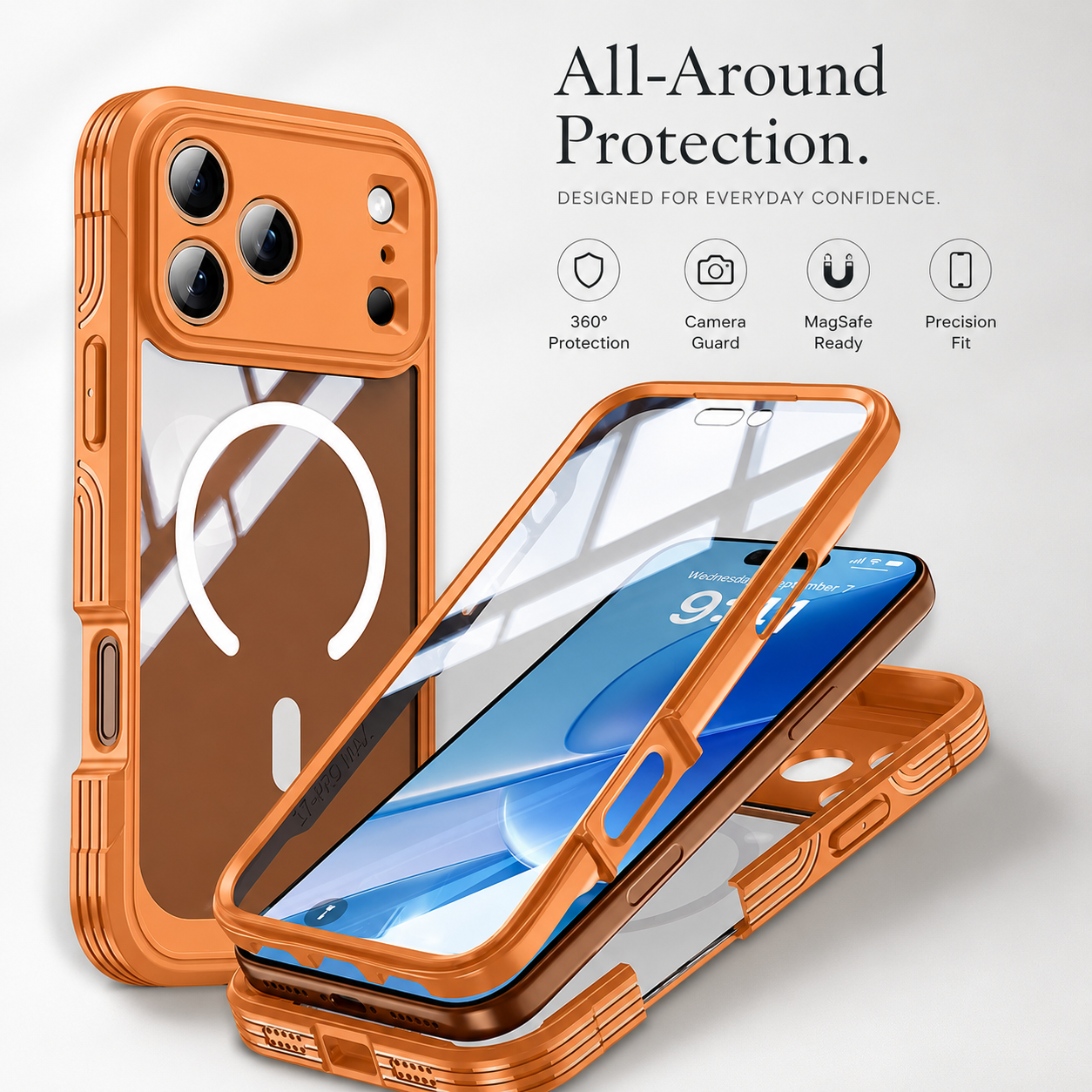 Premium iPhone Case MagSafe Compatible Transparent Full Coverage TPU Cover Shockproof Double Sided Magnetic Protection Anti Scratch Slim Design