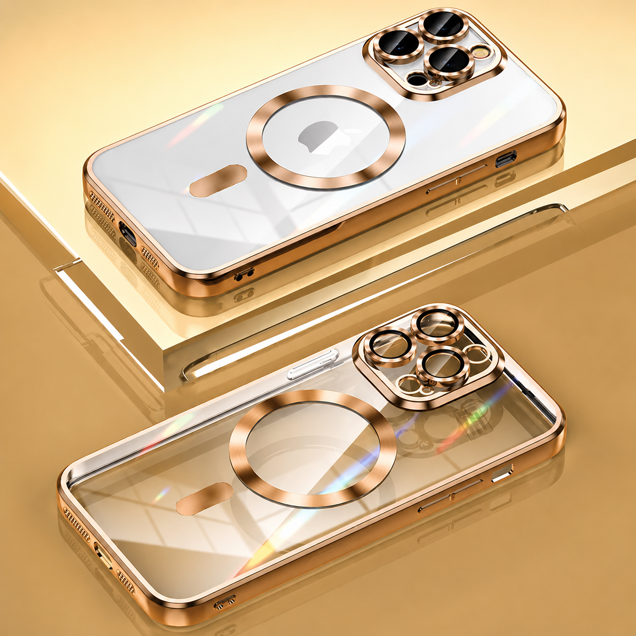 Premium iPhone Case MagSafe Compatible Transparent TPU Cover Magnetic Lens Protection Shockproof Anti Fingerprint Anti Scratch Half Wrapped Slim Design