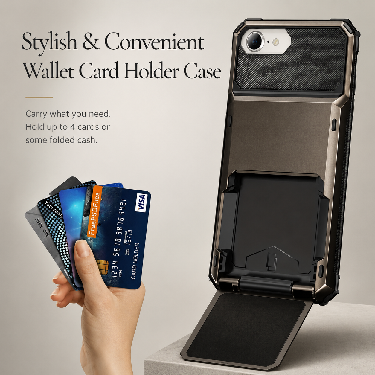Premium iPhone Case MagSafe Compatible Wallet Armor Cover Card Holder Magnetic Ring Kickstand TPU Bumper Shockproof Scratch Resistant Full Coverage