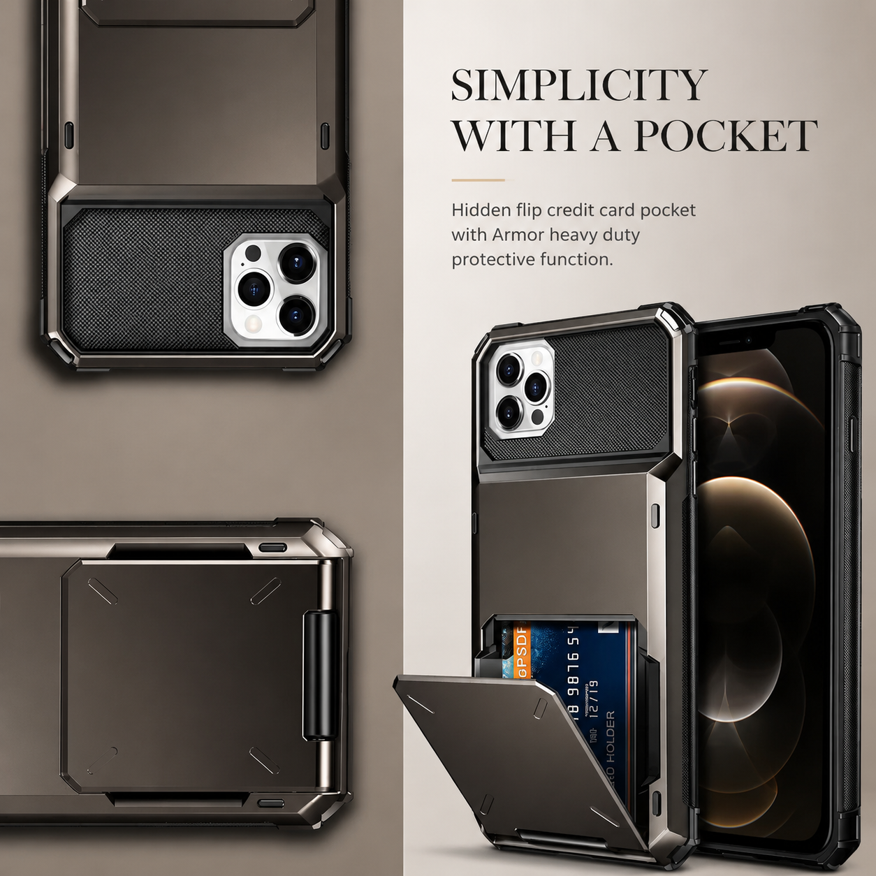 Premium iPhone Case MagSafe Compatible Wallet Armor Cover Card Holder Magnetic Ring Kickstand TPU Bumper Shockproof Scratch Resistant Full Coverage