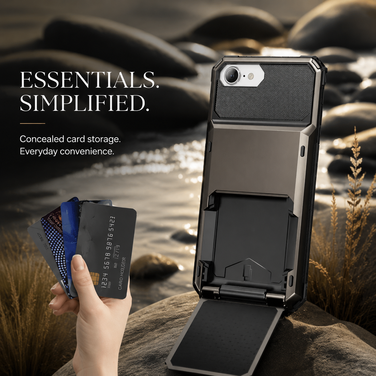 Premium iPhone Case MagSafe Compatible Wallet Armor Cover Card Holder Magnetic Ring Kickstand TPU Bumper Shockproof Scratch Resistant Full Coverage