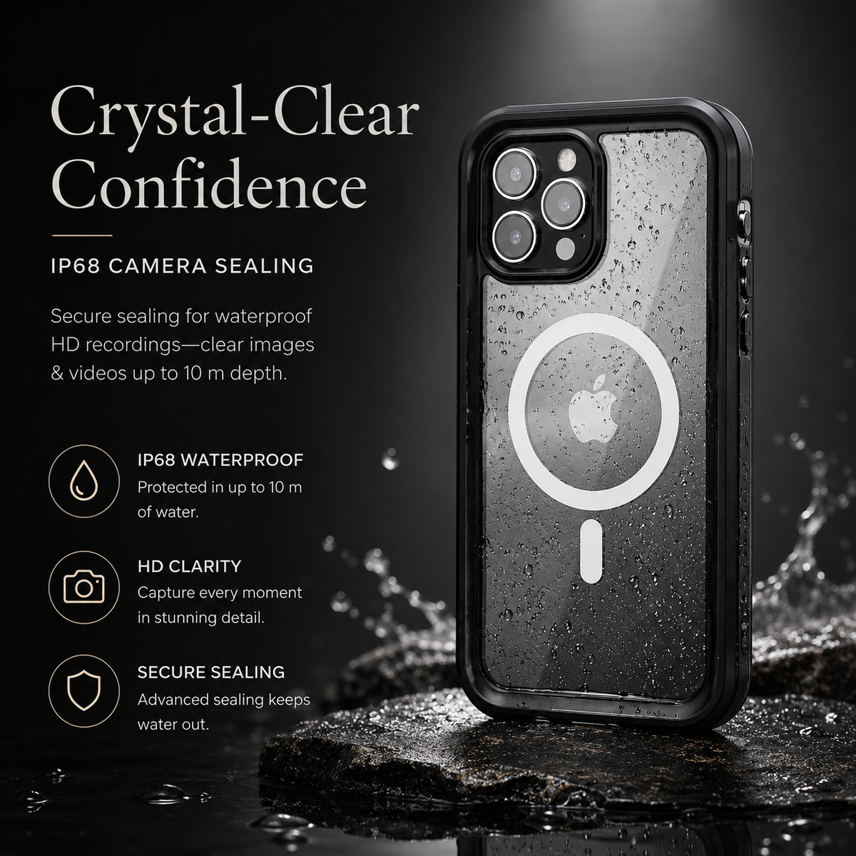 Premium iPhone Case MagSafe Compatible Waterproof IP68 Protective Cover 360 Full Body Shockproof Rugged Anti Scratch Dustproof Camera Protection Design