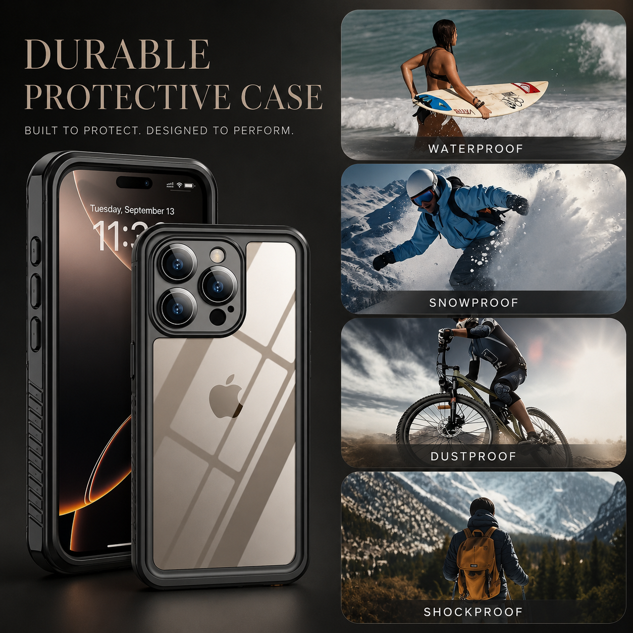Premium iPhone Case MagSafe Compatible Waterproof Rugged Full Body Protective Cover Shockproof Dustproof Built In Screen Protector Non Slip Design