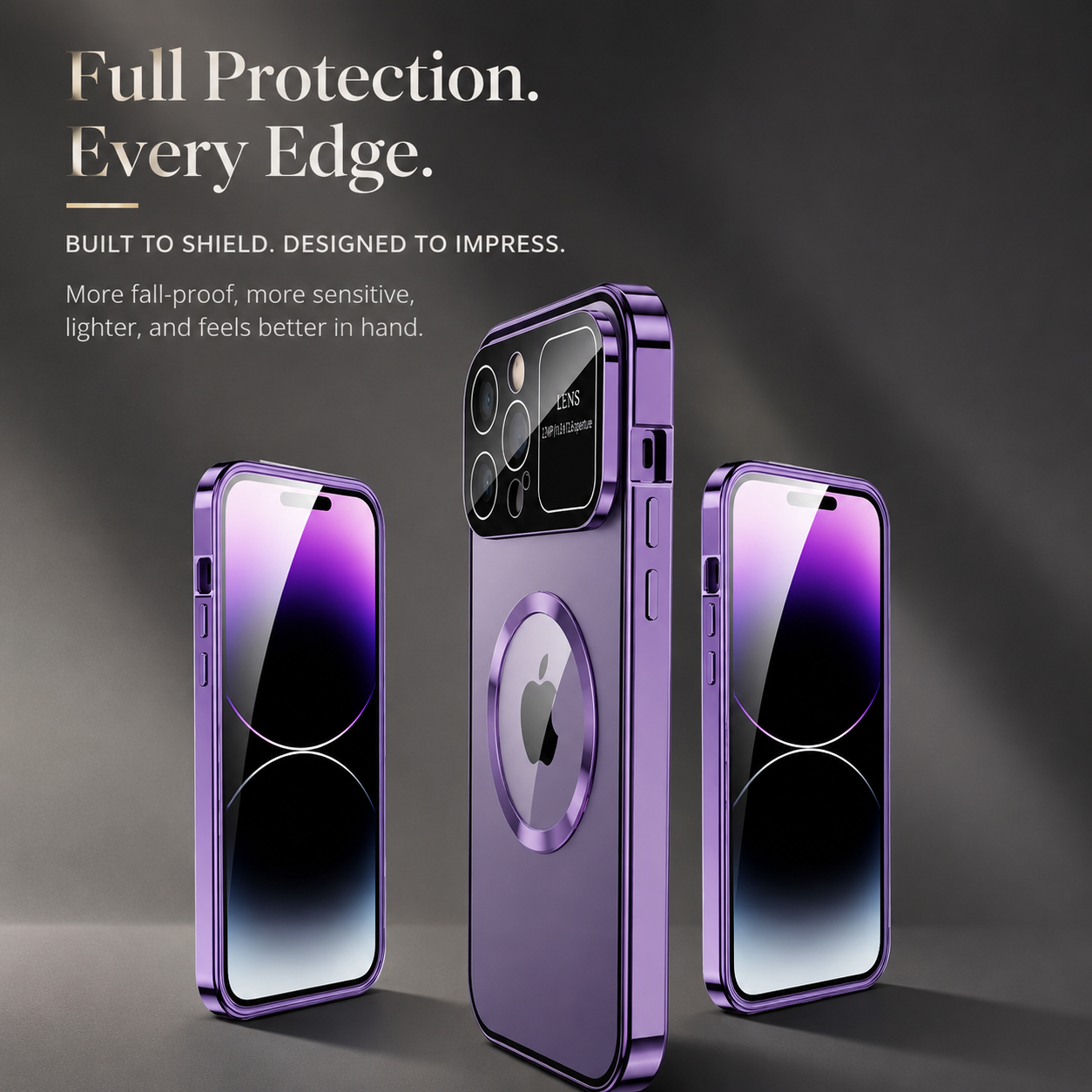 Premium iPhone Case MagSafe Double Glass Magnetic Shockproof Full Protection Cover Aluminum Frame Camera Lens Shield Clear Window Design