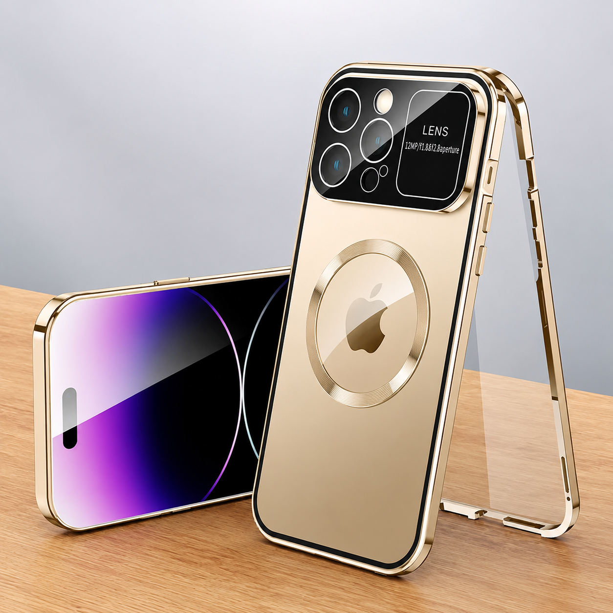 Premium iPhone Case MagSafe Double Glass Magnetic Shockproof Full Protection Cover Aluminum Frame Camera Lens Shield Clear Window Design
