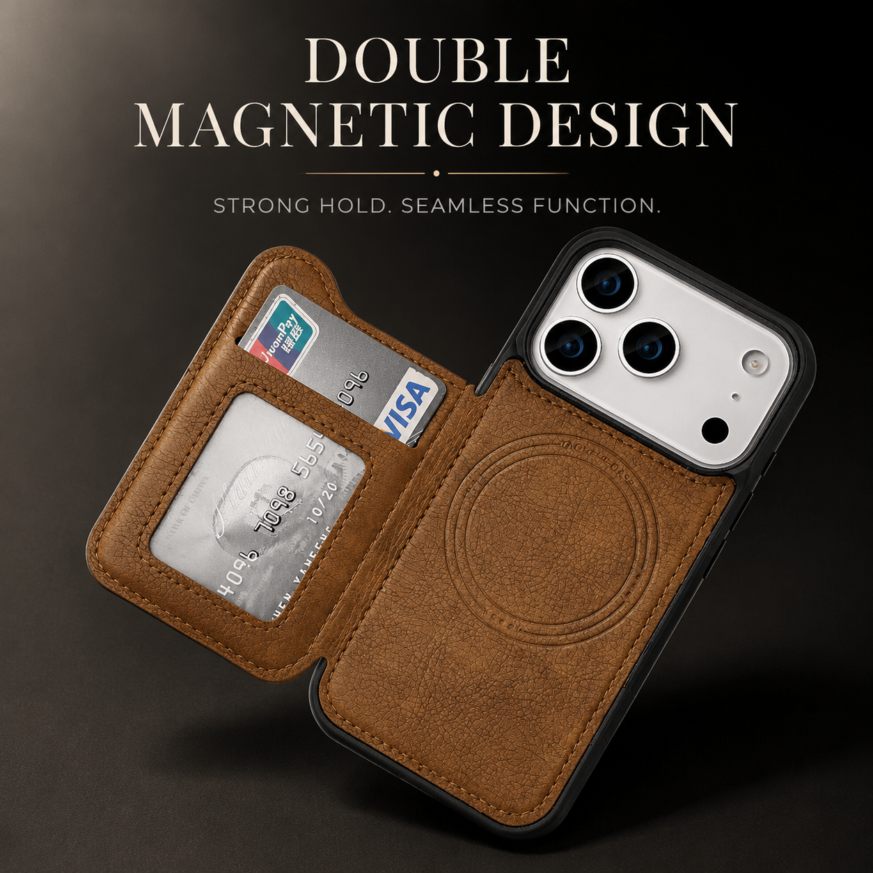 Premium iPhone Case MagSafe Magnetic Flip Wallet Leather Cover Card Holder Shockproof Anti Fingerprint Protective Design Full Access Slim Durable