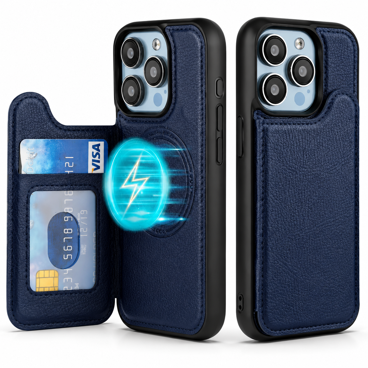 Premium iPhone Case MagSafe Magnetic Flip Wallet Leather Cover Card Holder Shockproof Anti Fingerprint Protective Design Full Access Slim Durable
