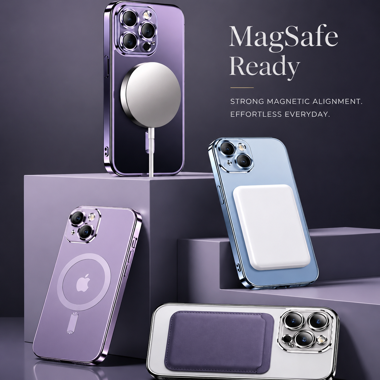 Premium iPhone Case MagSafe Plating Magnetic Wireless Charging Lens Protection Shockproof Slim Durable Protective Cover Luxury Design