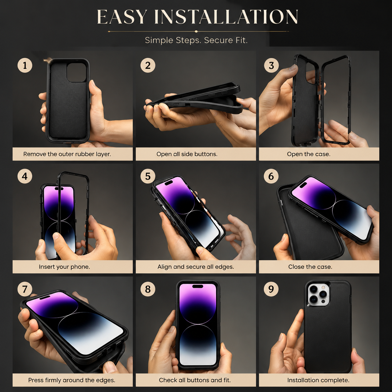 Premium iPhone Case Magnetic Defender Protective Cover Heavy Duty Shockproof TPU PC Armor Belt Clip Holder Wireless Charging Full Coverage